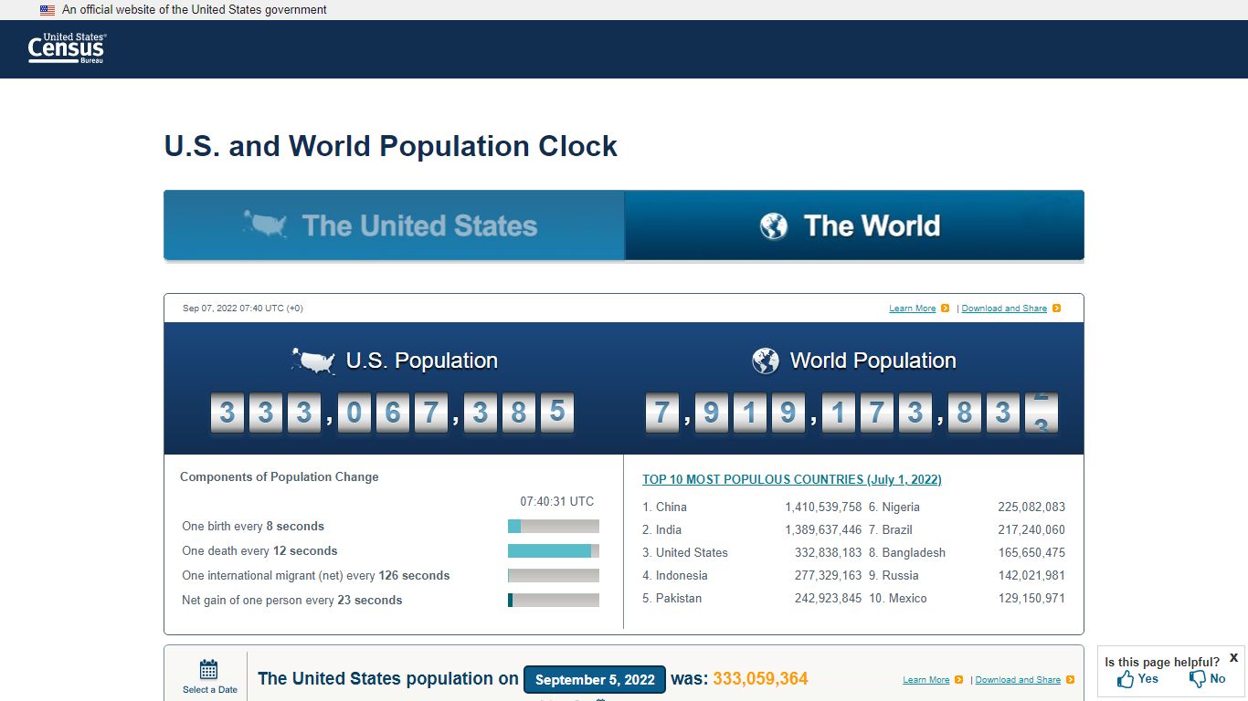 U.S. and World Population Clock - Census.gov